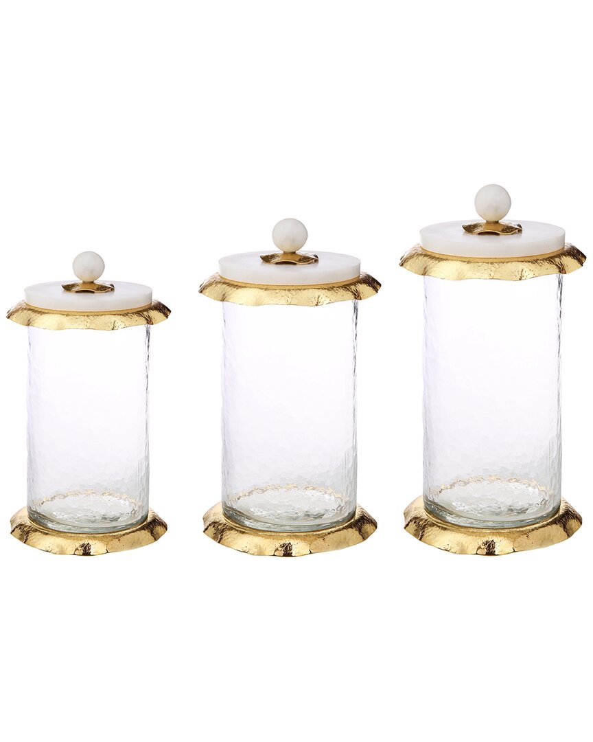 Alice Pazkus Small Glass Canister With M Lid In Gold