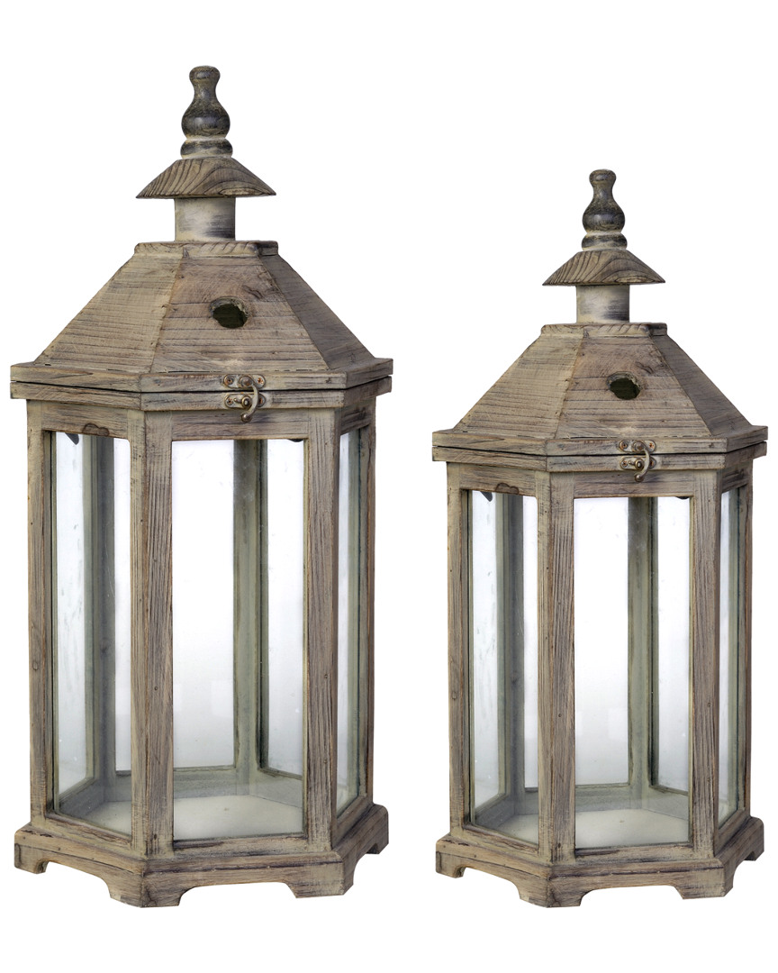 A And B Home Set Of 2 Graca Polygon Temple Garden Lanterns