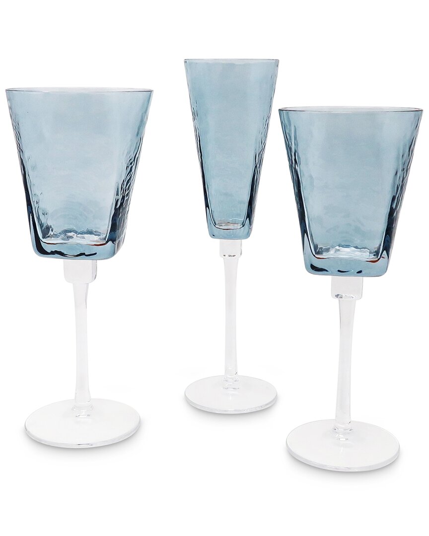 Vivience Set Of 6 Hammered Wine Glasses