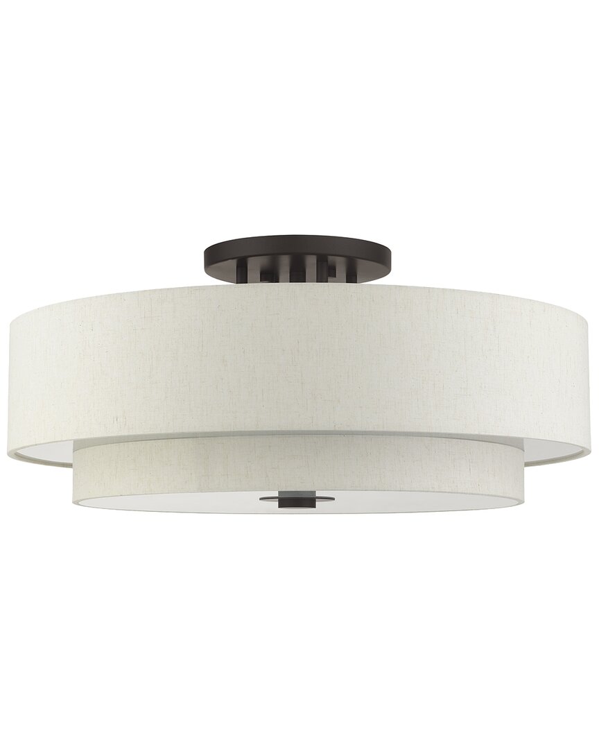 Livex Lighting Meridian Bronze 6 Light Semi-flush In Gold