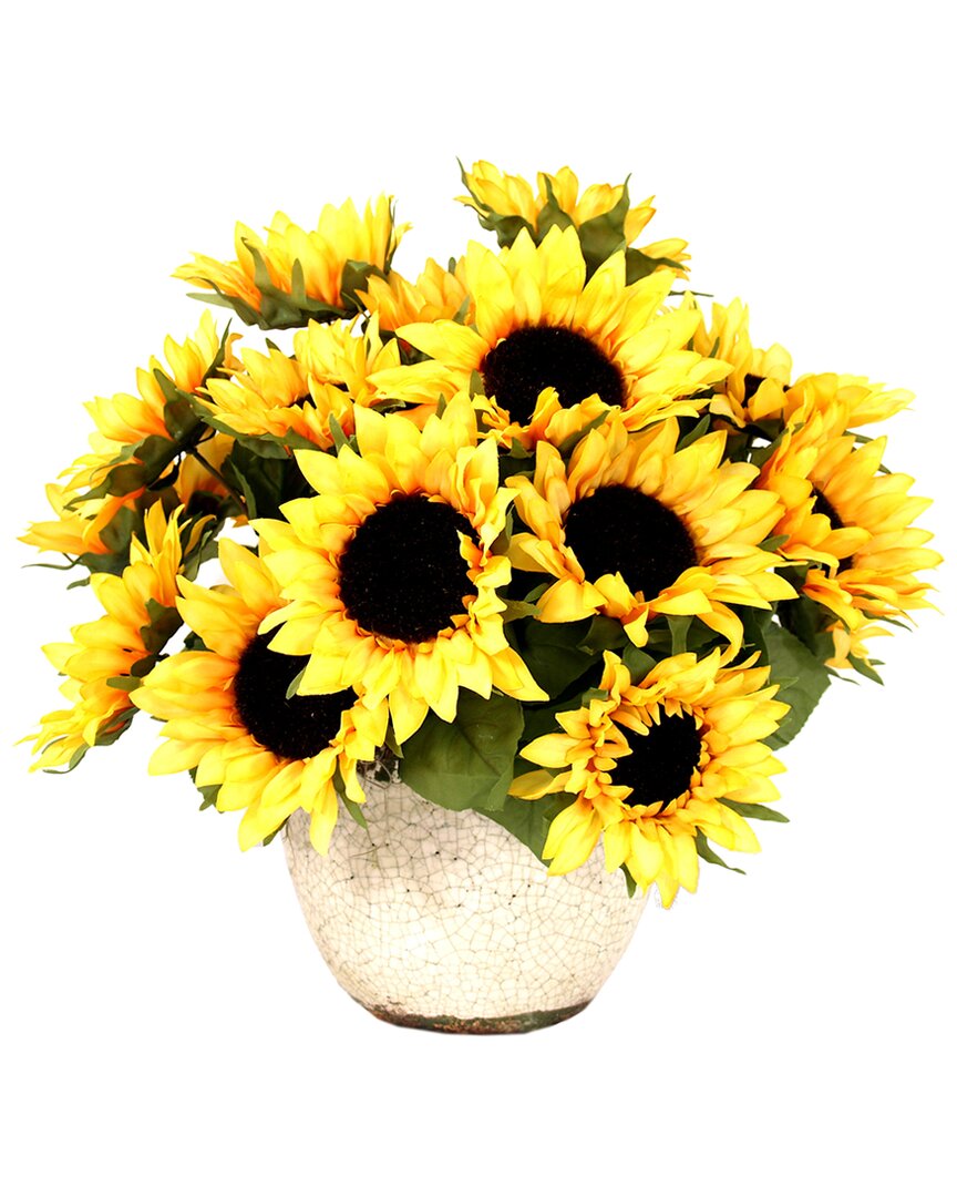 Creative Displays Yellow Sunflower Floral Arrangement In A Ceramic Vase