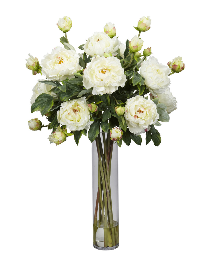 Nearly Natural Peony In White