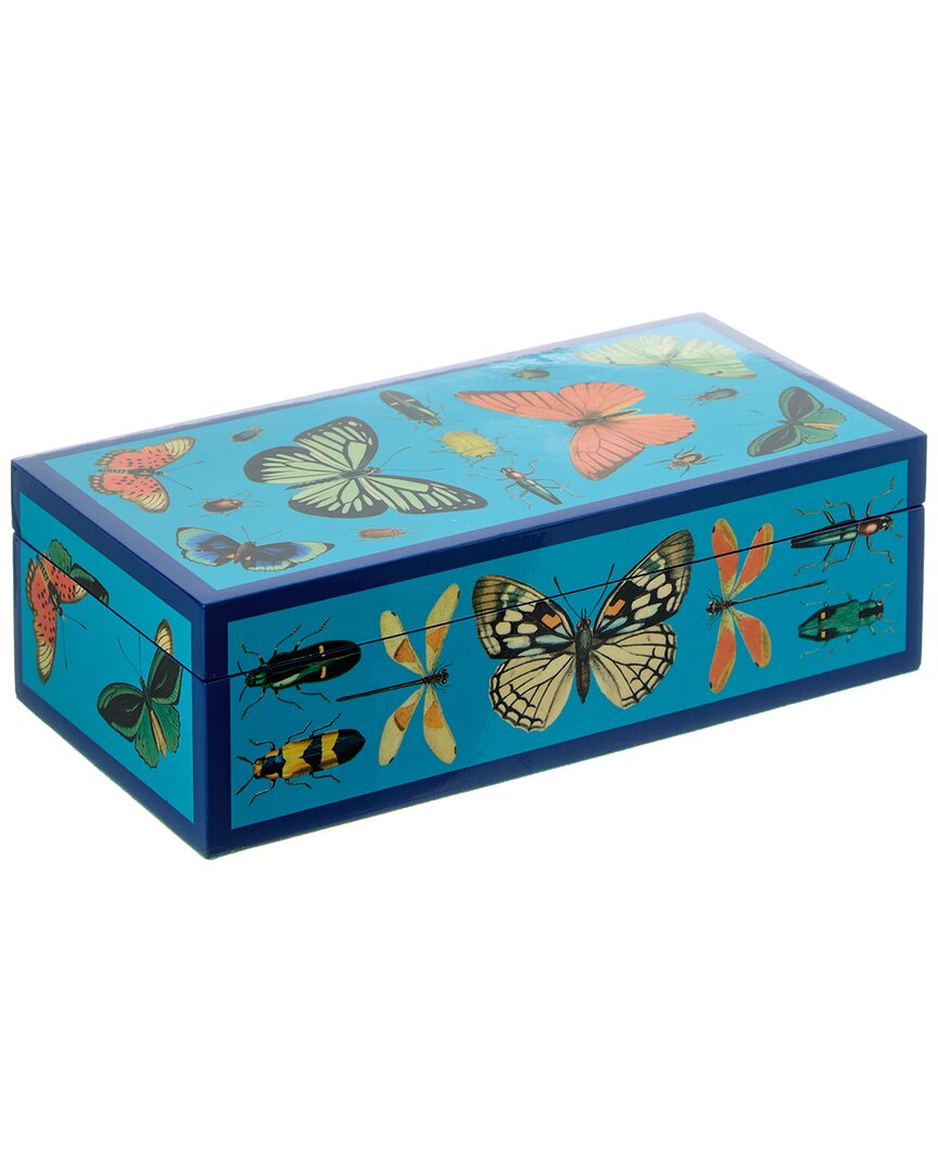 Jonathan Adler Small Lacquer Botanist Box In Blue
