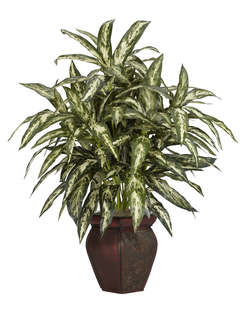 Nearly Natural Aglaonema With Decorative Vase Silk Plant