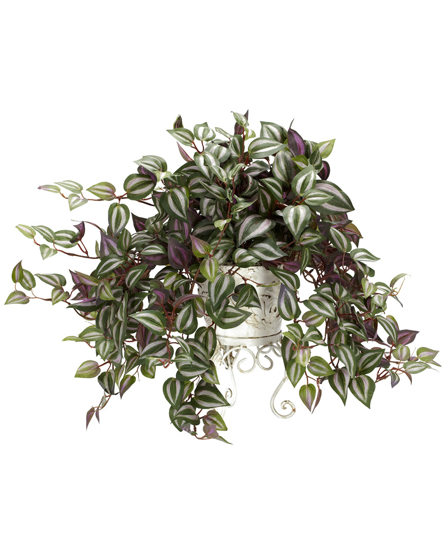 NEARLY NATURAL NEARLY NATURAL WANDERING JEW WITH METAL PLANTER SILK PLANT