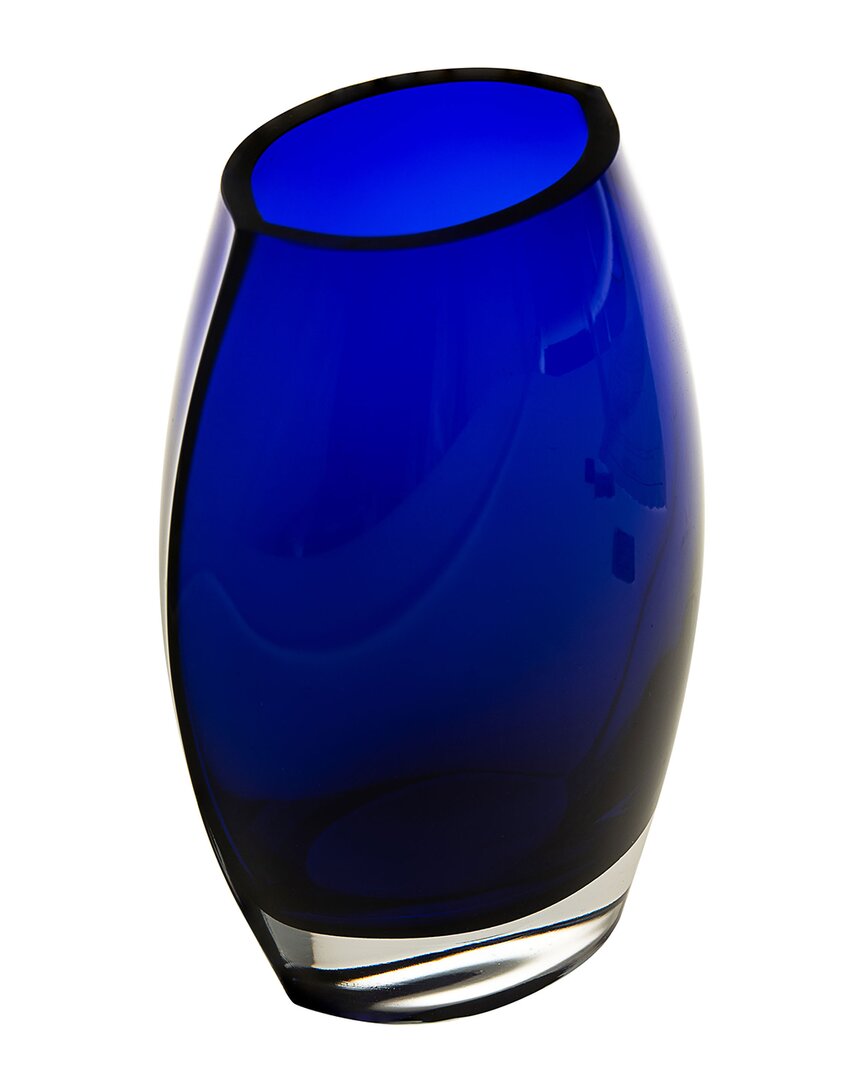 Barski Oval Shaped 8.5in Cobalt Vase In Blue