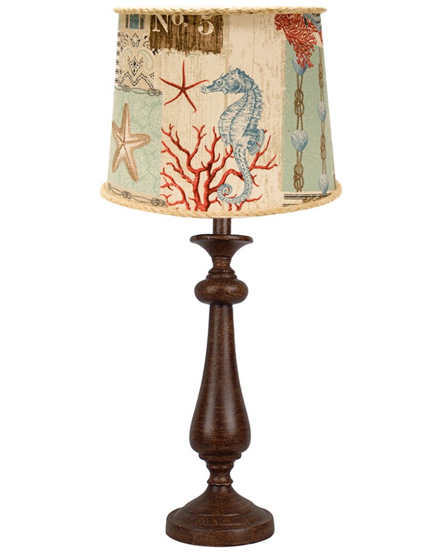 Ahs Lighting & Home Decor Lexington Table Lamp With Nautical Patchwork Shade In Brown