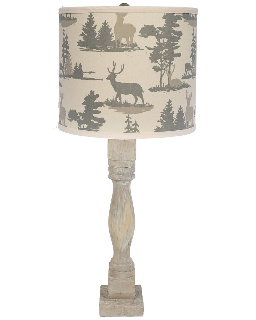 Ahs Lighting & Home Decor Gables Table Lamp With Deer & Pines Shade In Brown