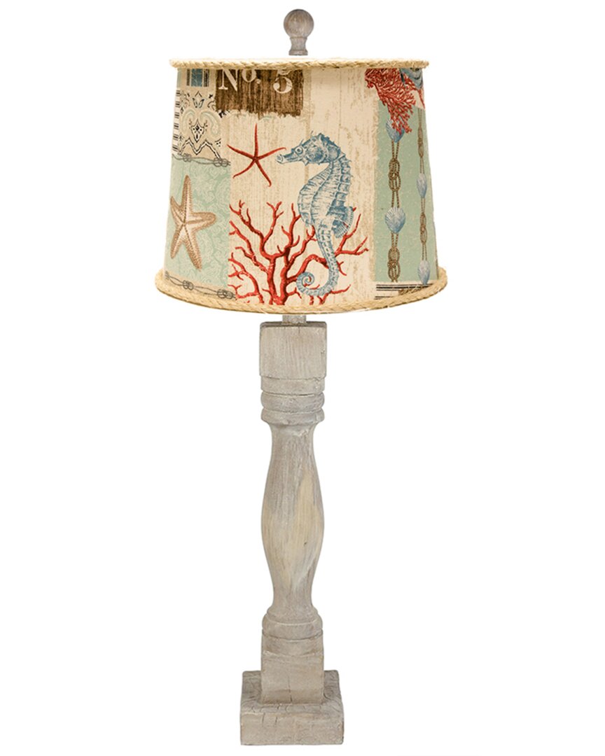 Ahs Lighting & Home Decor Gables Table Lamp With Nautical Patchwork Shade In Brown