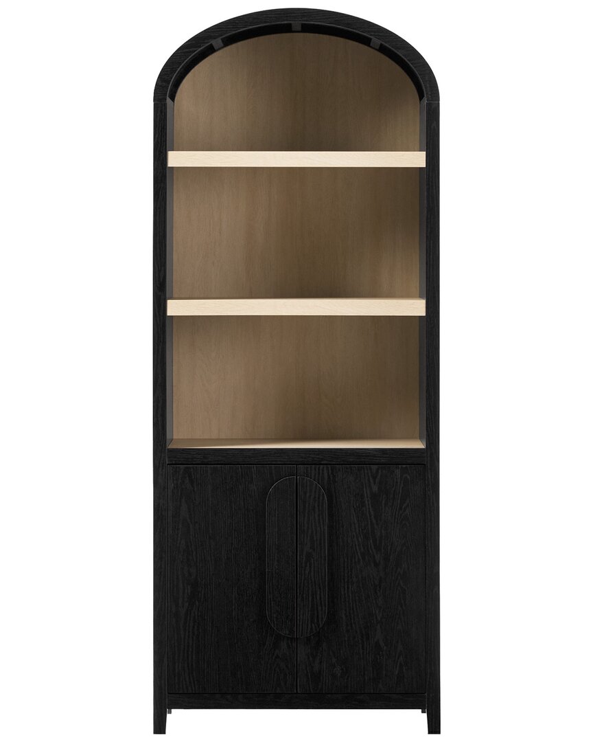 Walker Edison Modern 3-shelf Open Arched Bookcase Cabinet In Black