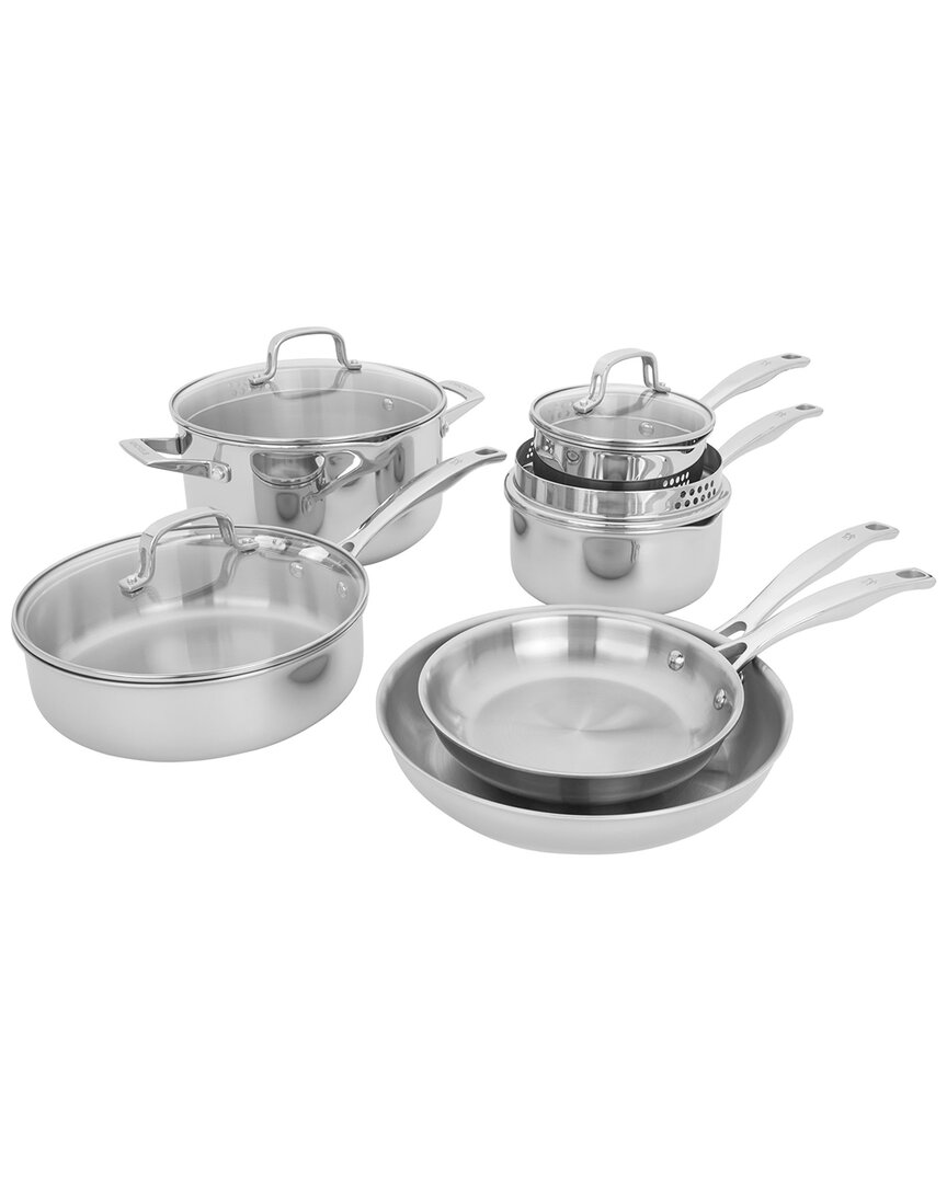 Zwilling J.a. Henckels Henckels Clad H3 10pc Stainless Steel Cookware Set In Metallic