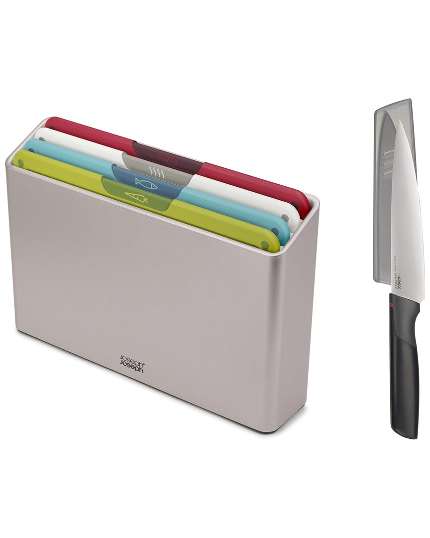 JOSEPH JOSEPH JOSEPH JOSEPH FOLIO ICON 4PC CUTTING BOARD SET WITH CHEF'S KNIFE 