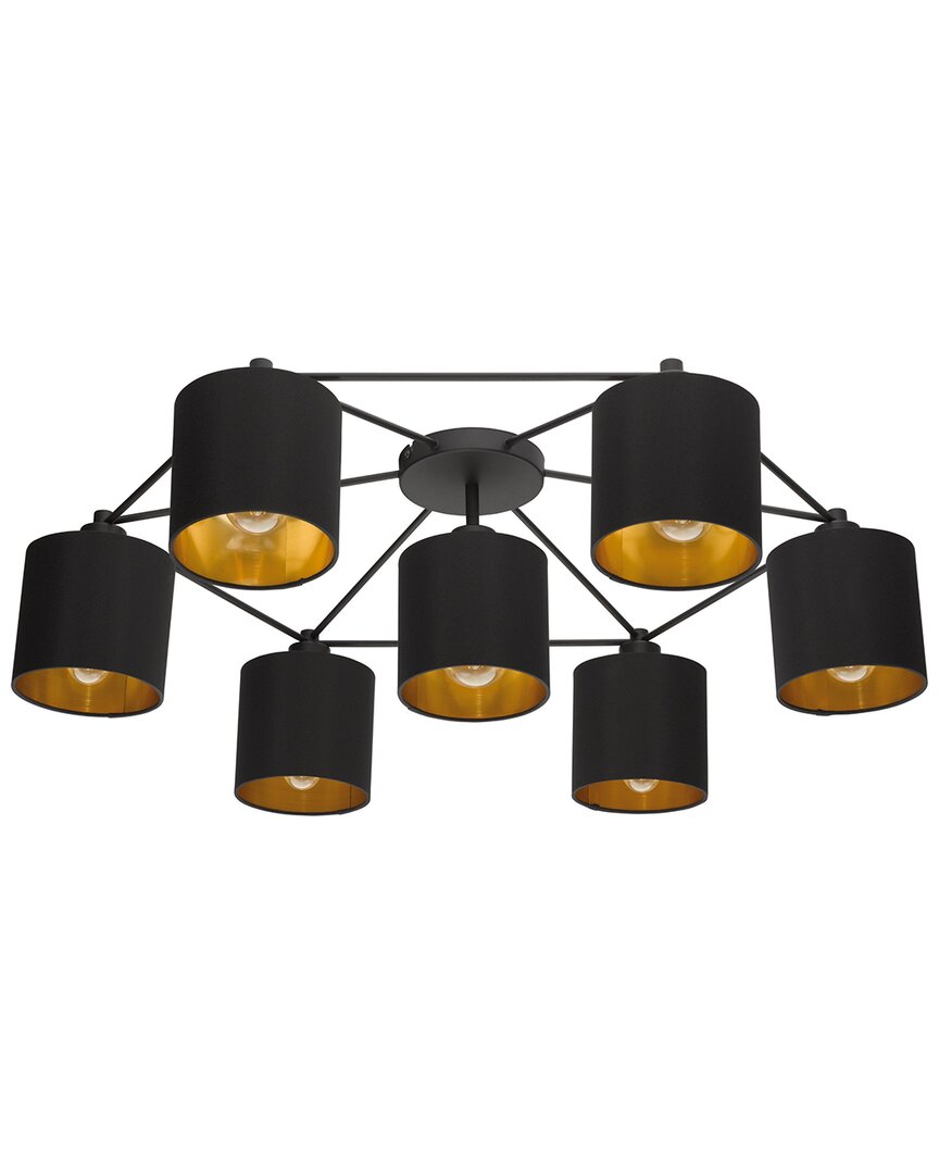 Eglo Staiti 7 Light Ceiling Light With Black Finish & Black With Gold Interior Shades
