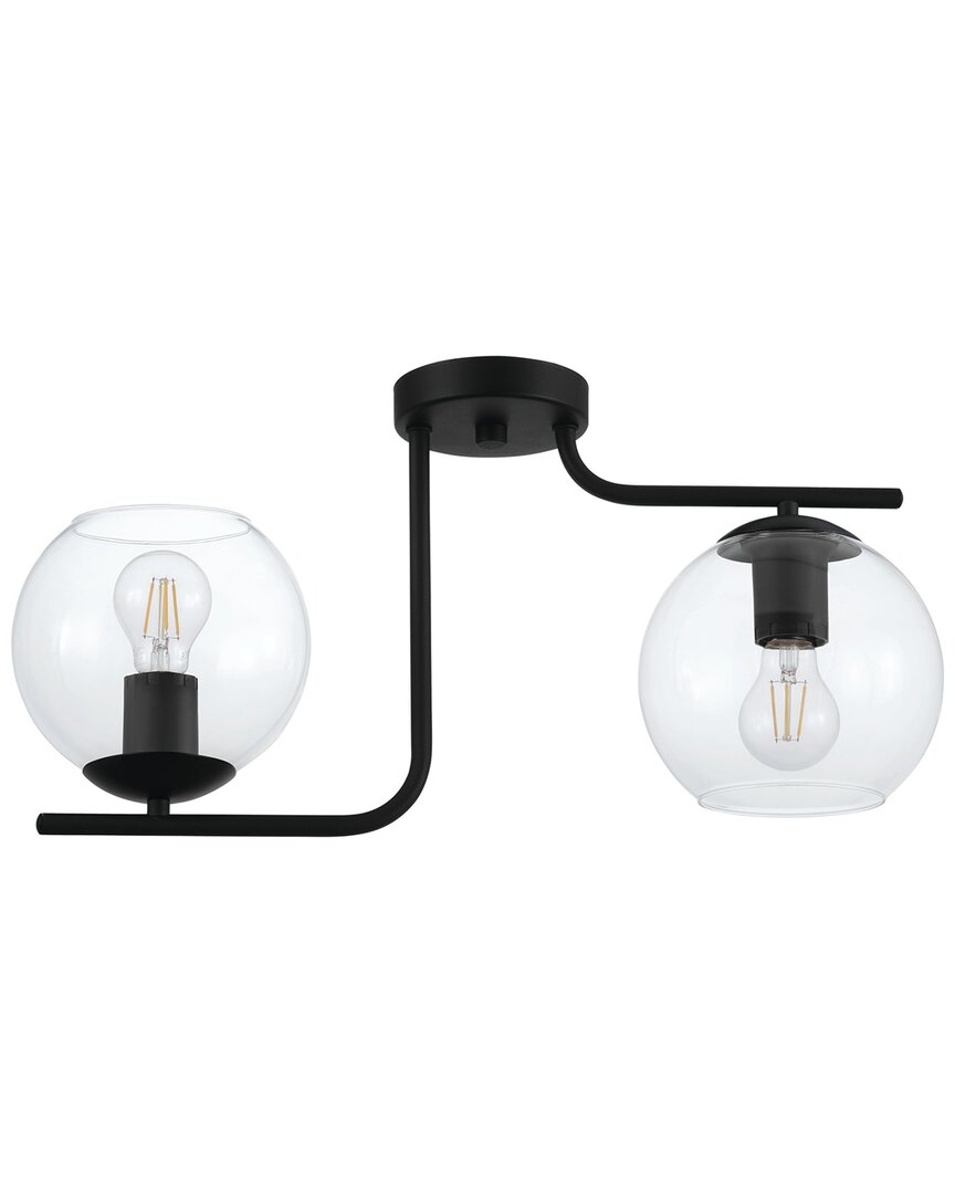 Eglo Marojales 2 Light Ceiling Light With Black Finish & Clear Glass Shades