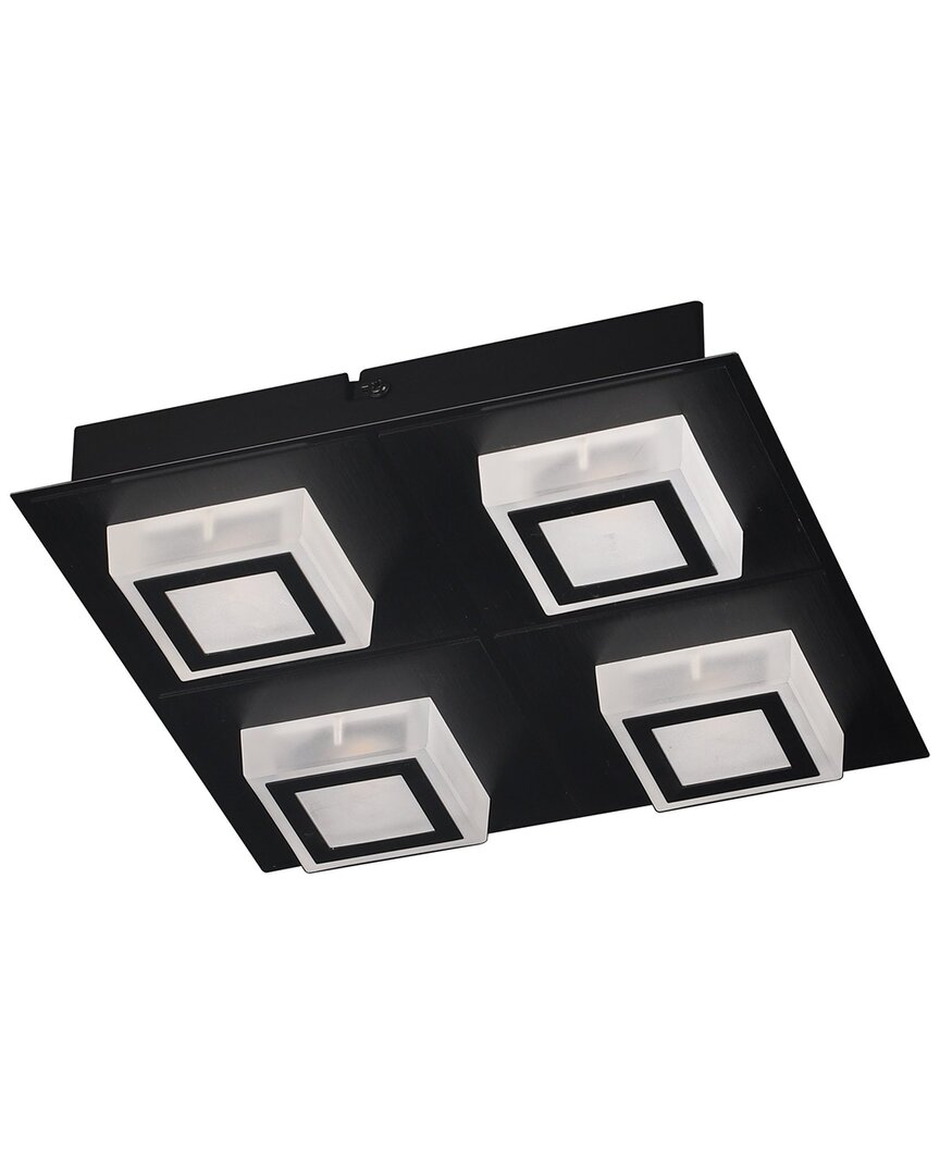 Eglo Masiano 4 Light Integrated Led Ceiling/wall Light With Black Finish & White Shades