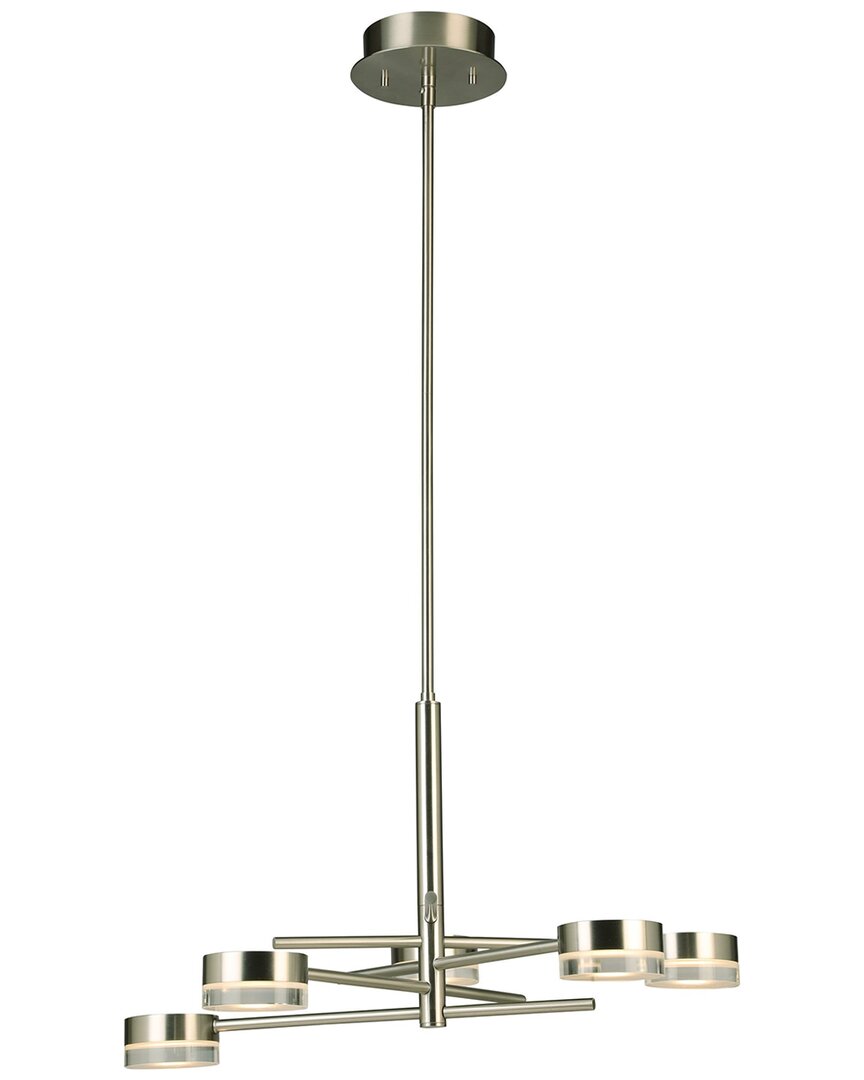 Eglo Transton 5 Light Integrated Led Chandelier With Brushed Nickel Finish & Satin Acrylic Shades