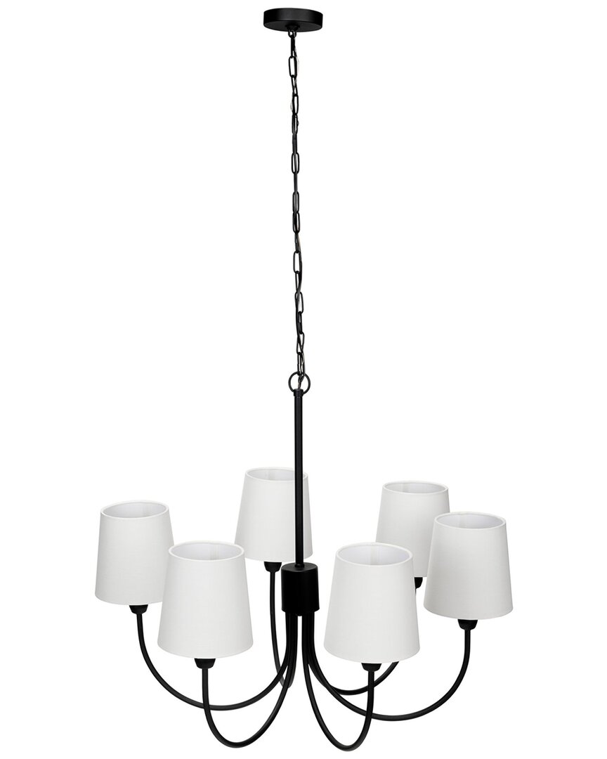Eglo Smyrna 6 Light Chandelier With Black Finish & Removable White Shades