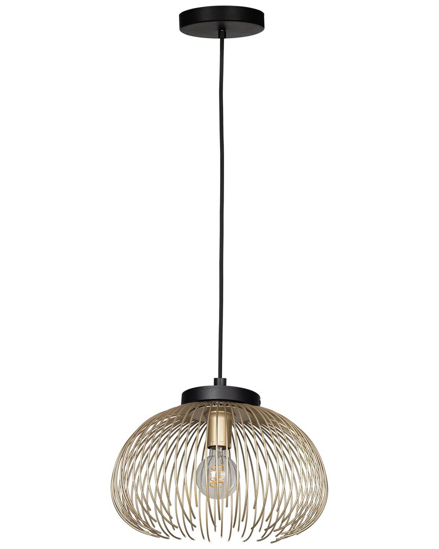 Eglo Venezuela 1 Light Dual Mount Ceiling Or Pendant With Black Finish & Matte Gold Metal Shade