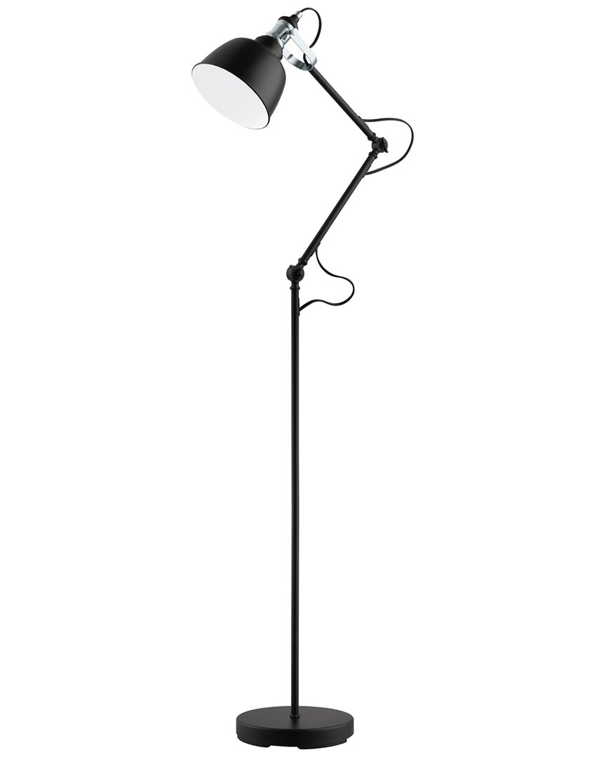 Eglo Thornford 1 Light Floor Lamp With Black & Chrome Finish With Black With White Interior Shade