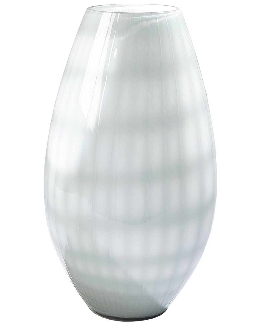 Global Views Cased Glass Grid Vase In White