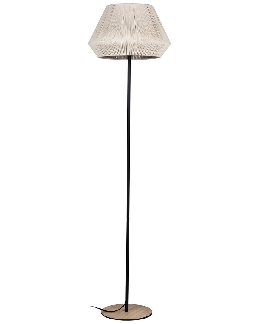 EGLO EGLO LANIER 1 LIGHT FLOOR LAMP WITH BLACK FINISH & CREAM TEXTILE THREAD SHADE