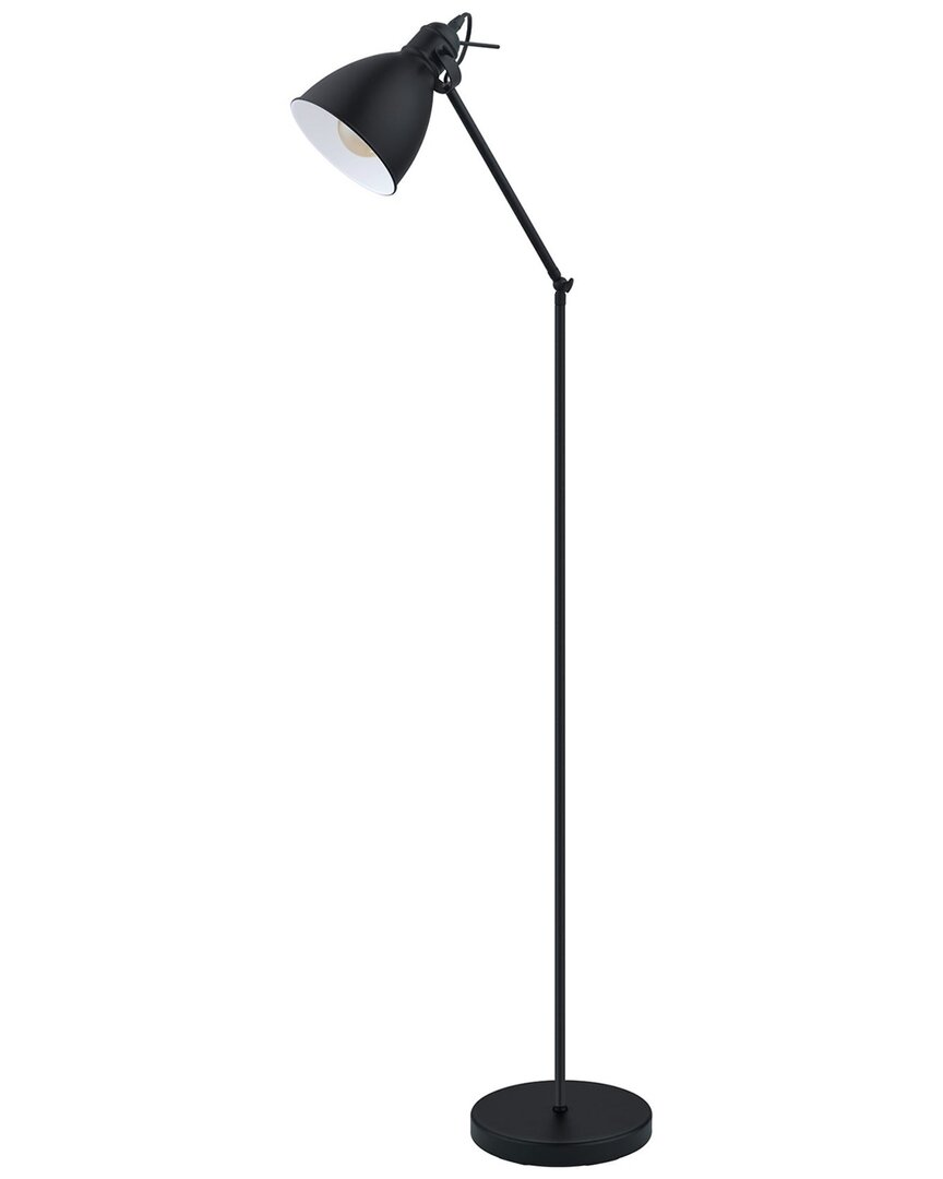 Eglo Priddy 1 Light Floor Lamp With Black Finish & Black & White Metal Shade