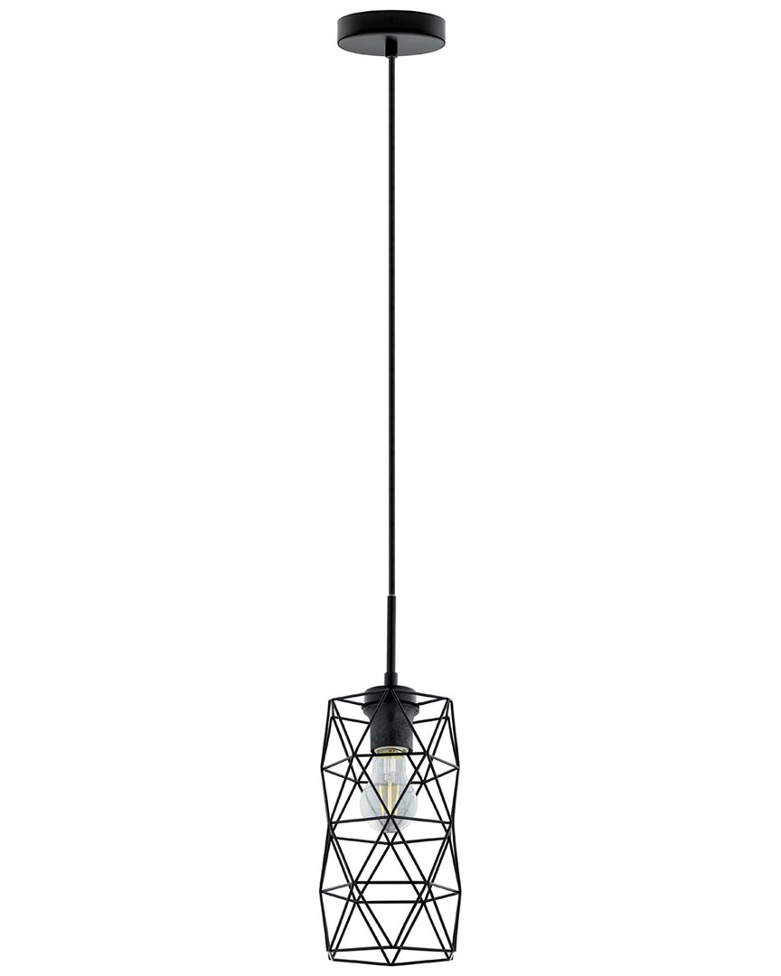 Eglo Estevau 1 Light Mini Pendant With Matte Black Finish & Metal Wire Cage Shade
