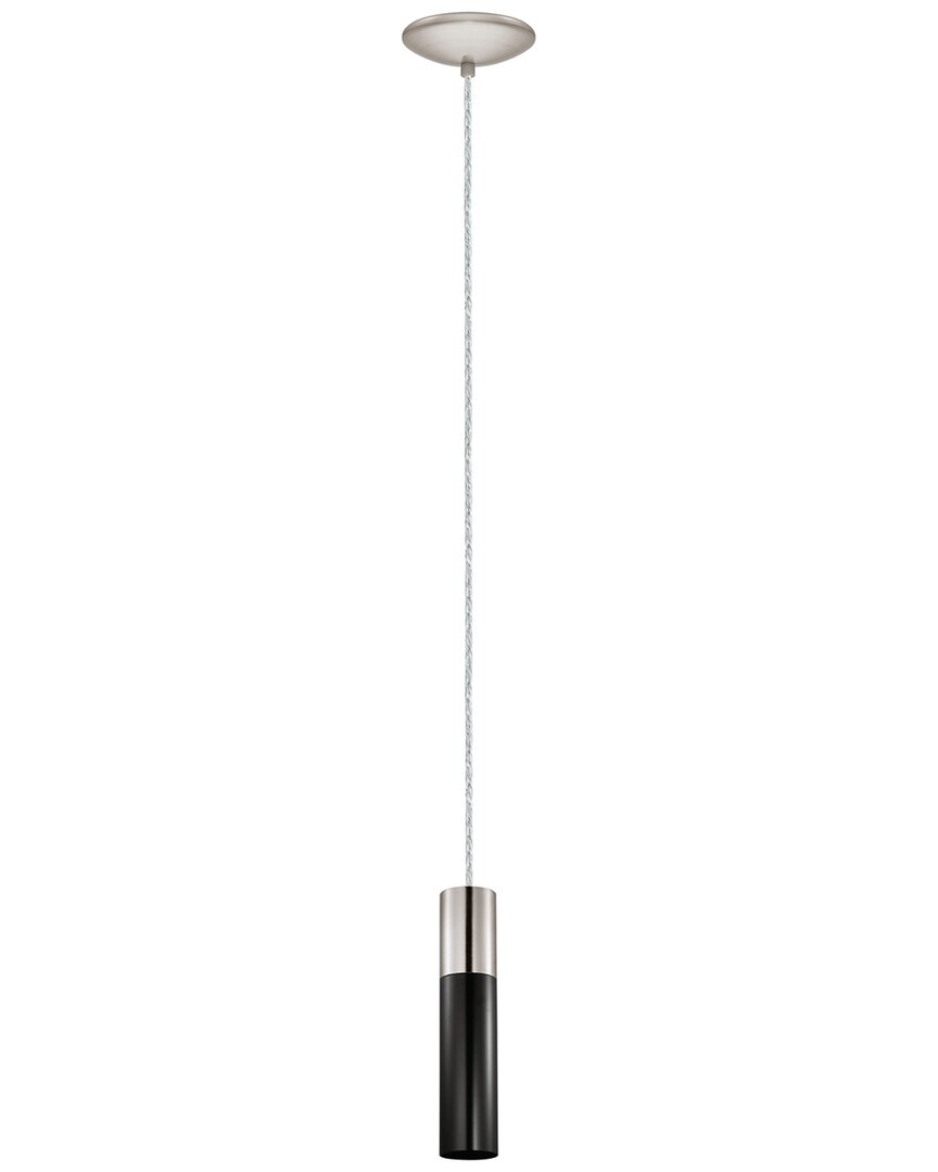 Eglo Villora 1 Light Mini Pendant With Matte Nickel Finish & Matte Black Shade With Matte Nickel Acc
