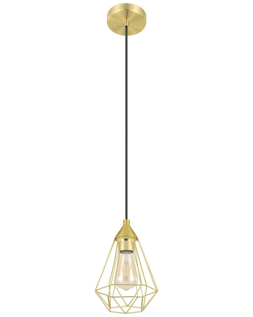 Eglo Tarbes 1 Light Open Frame Geometric Mini Pendant With Brushed Brass Finish & Black Acccents
