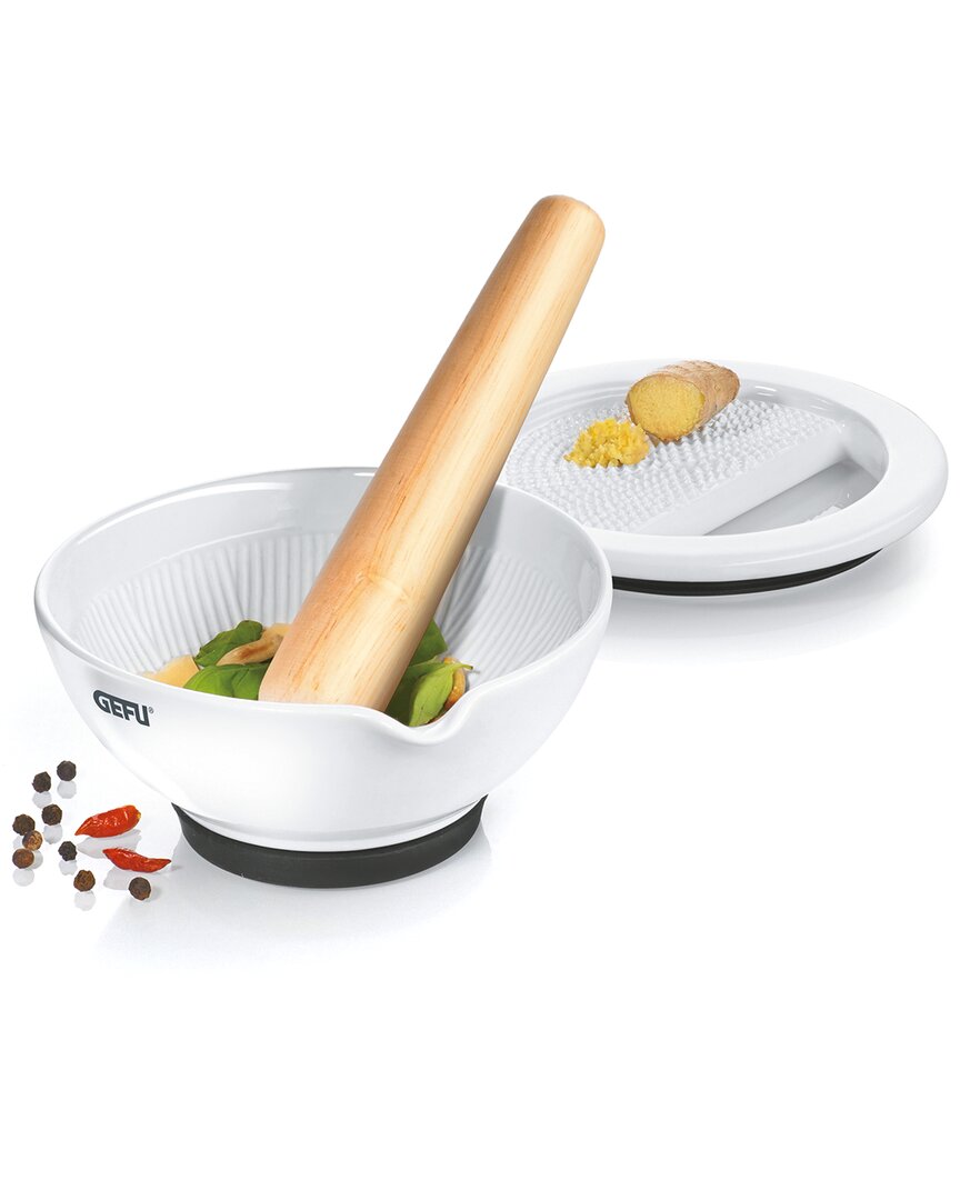 Gefu Porcelain Mortar & Pestle/ginger Grater