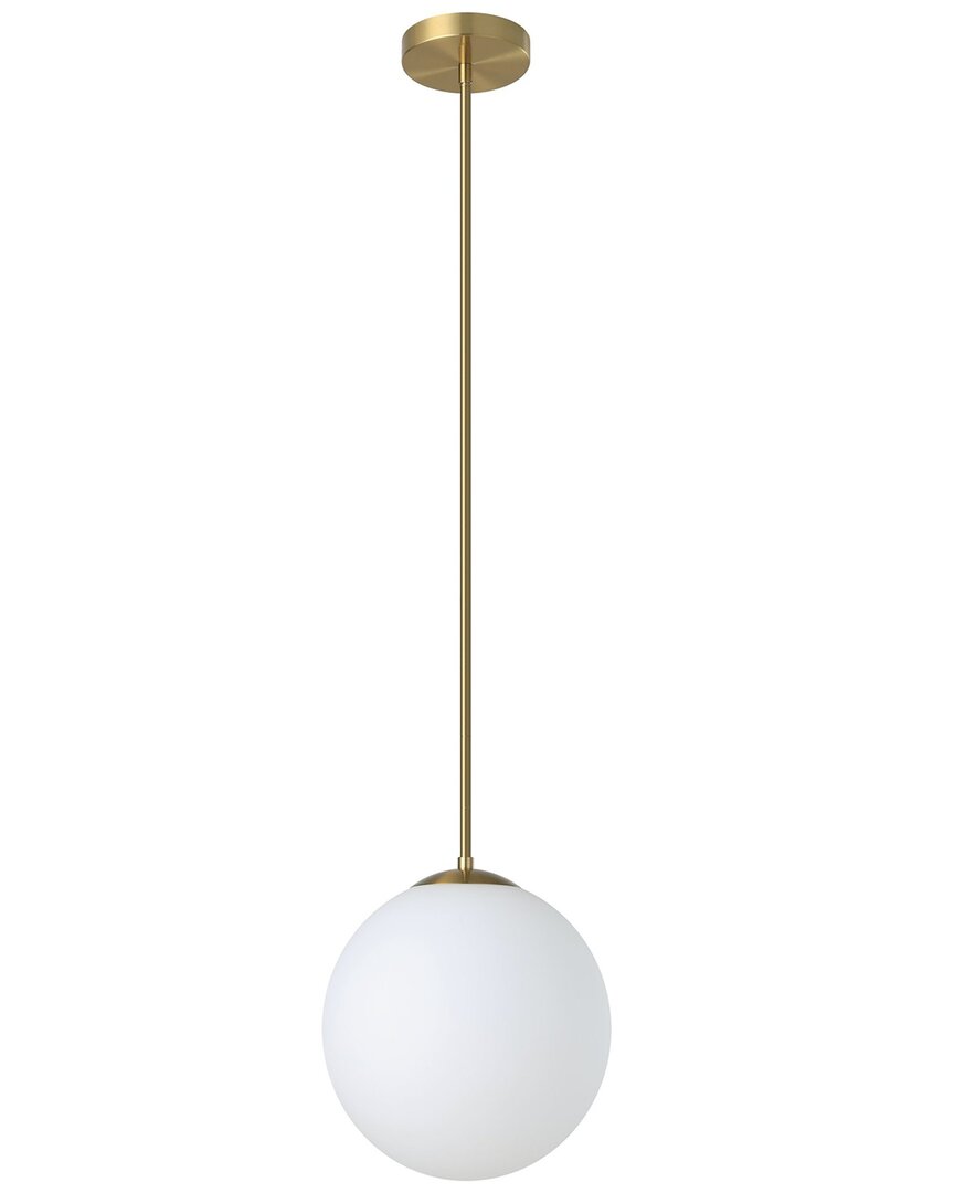 Eglo Rondo 1 Light Pendant With Brushed Brass Finish & White Glass Shade