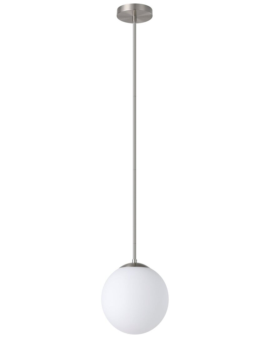 Eglo Rondo 1 Light Pendant With Matte Nickel Finish & White Glass Shade