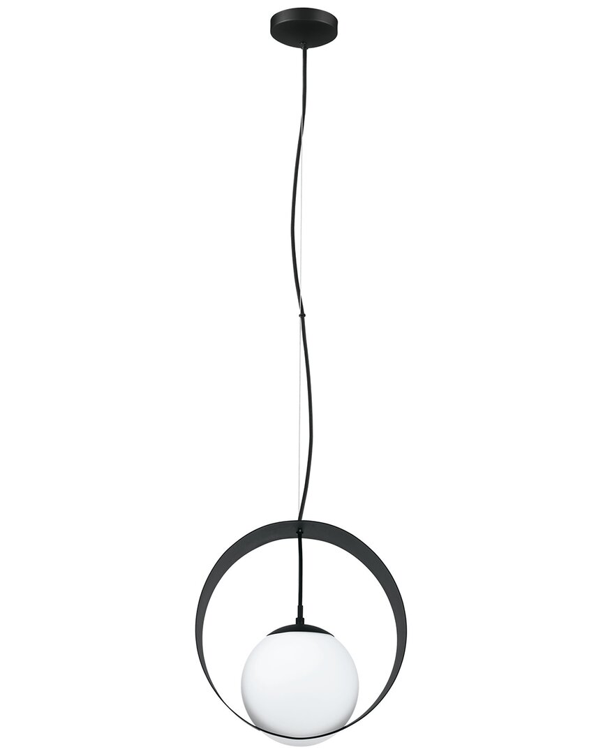 Eglo Camargo 1 Light Pendant With Black Finish & White Glass Shade