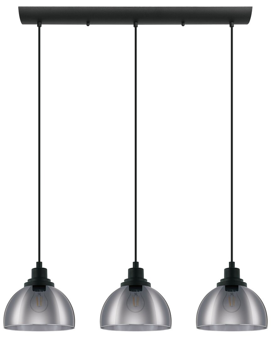 Eglo Beleser 3 Light Linear Pendant With Black Finish & Metallic Smoked Glass Shades