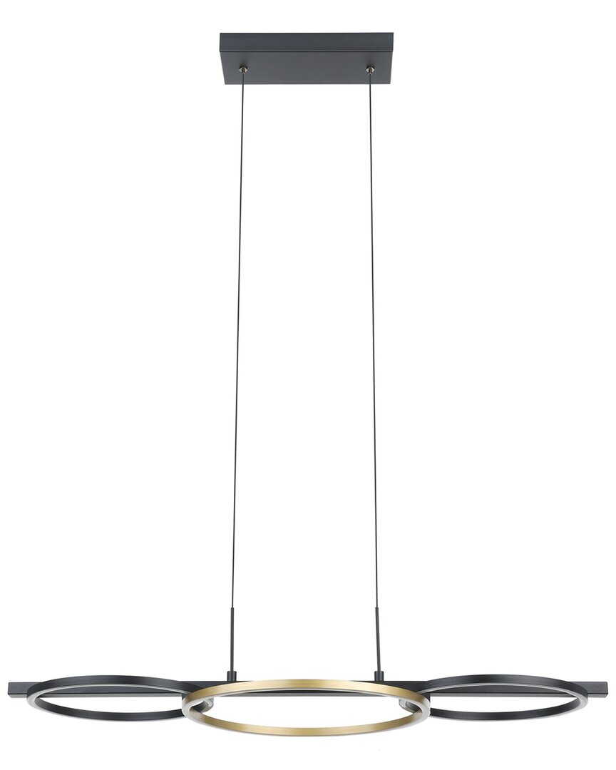 Eglo Boyal 3 Light Integrated Led Pendant With Black Finish & 3 Circular Gold Rings