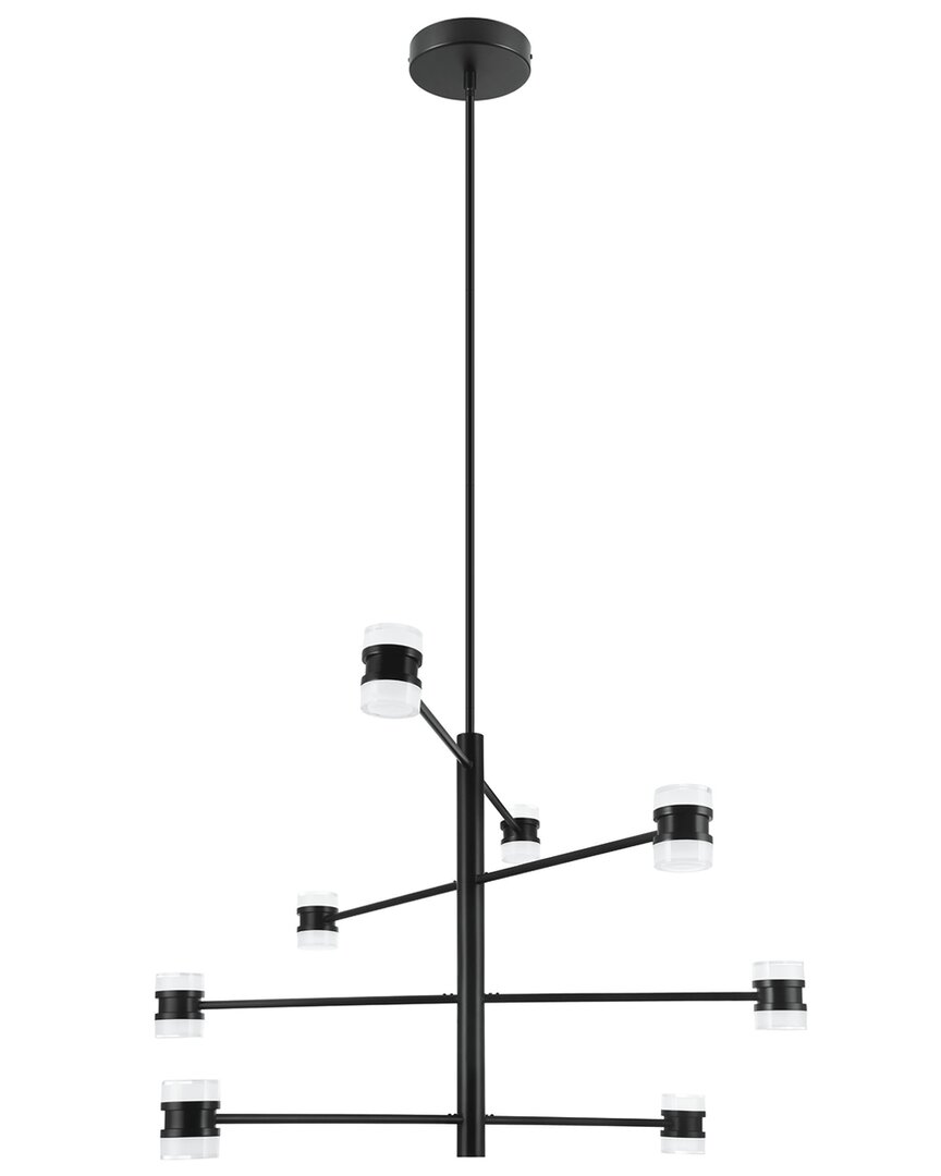Eglo Romendo 1 8 Light Led Pendant With Matte Black Finish & Clear & Satin Acrylic Shades