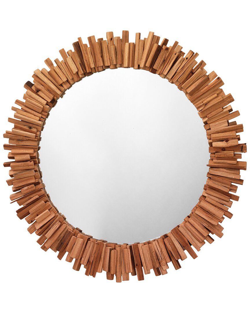 Jamie Young Driftwood Round Mirror In Brown