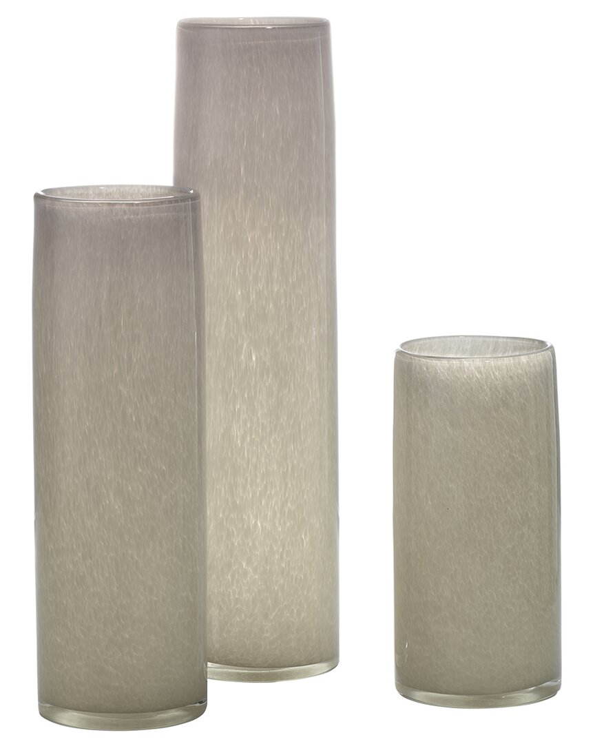 Jamie Young Set Of 3 Gwendolyn Hand Blown Vases In Grey