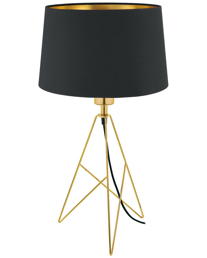 Eglo Camporale 1 Light Table Lamp With Gold Finish Base & Black Exterior & Gold Interior Shade