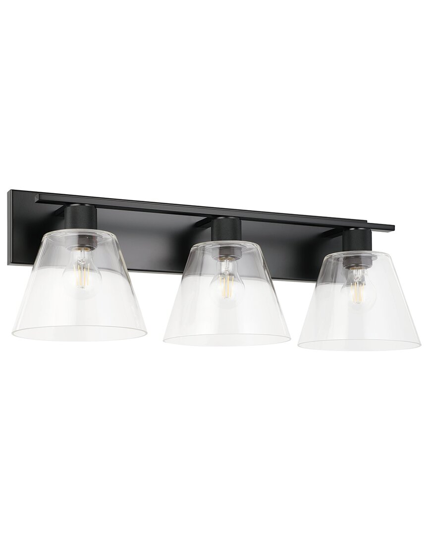 Eglo Copley 3 Light Bath/vanity Light With Matte Black Finish & Clear Glass Shades