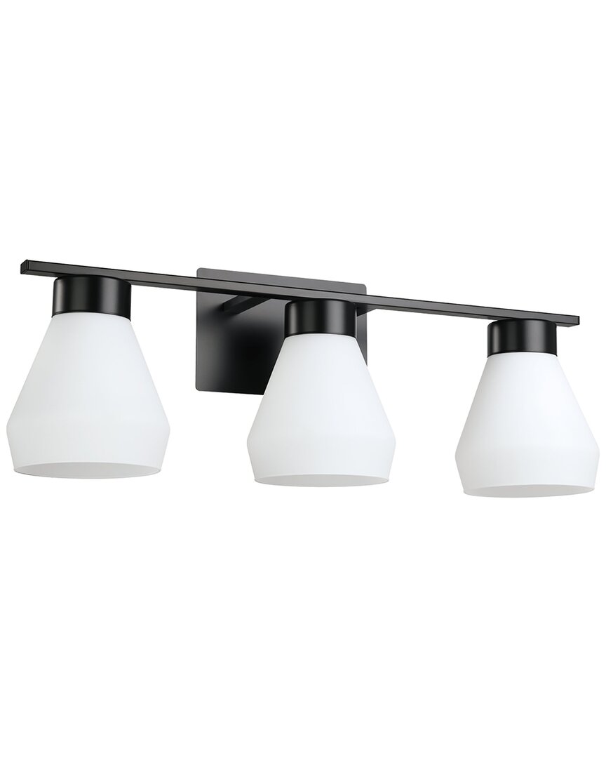 Eglo Copely 3 Light Bath/vanity Light With Matte Black Finish & White Glass Shades