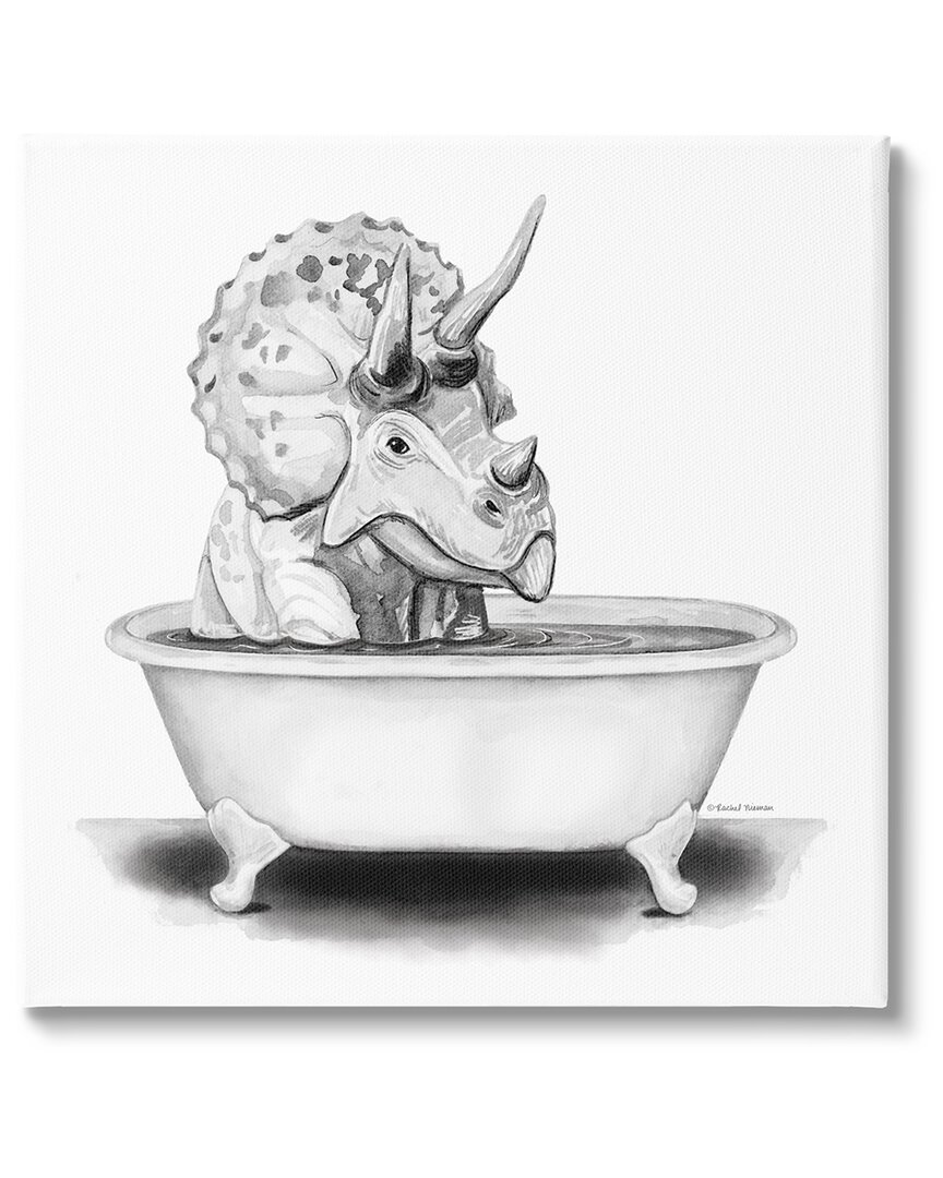 Shop Stupell Funny Dinosaur Bathing Tub Canvas Wall Art By Rachel Nieman