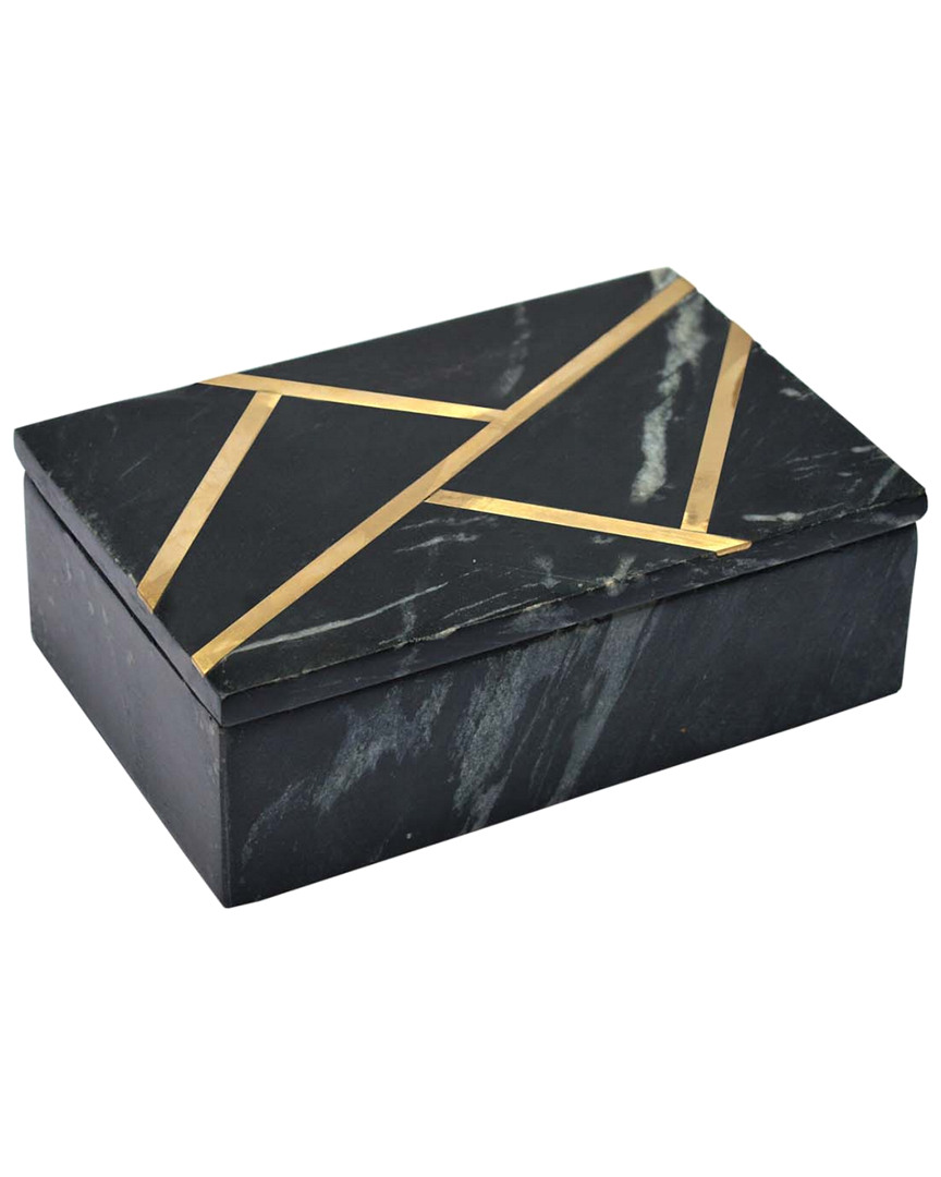 Bidkhome Marble & Brass Inlay Box