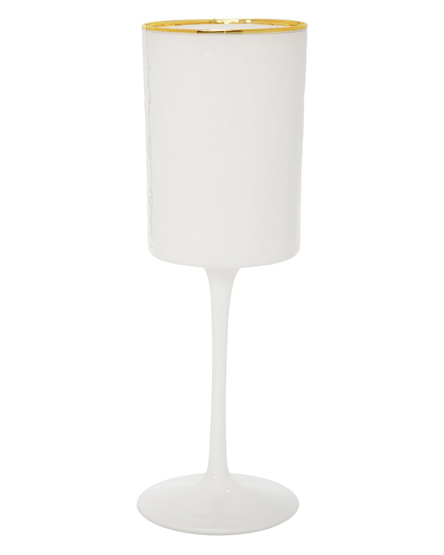 Alice Pazkus White Square Shaped Wine Glasses With Rim Set Of 6 In White