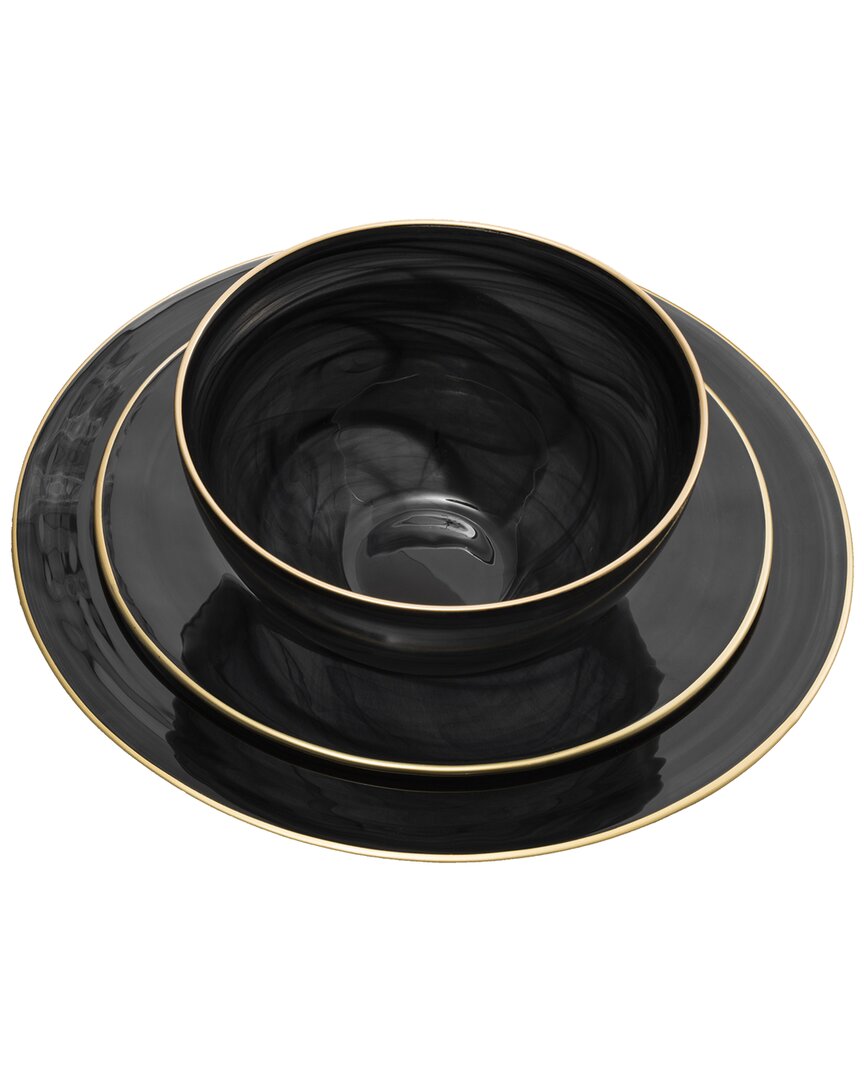 Alice Pazkus Black Alabaster Dinnerware 12pc Set In Black