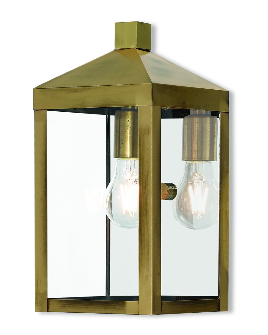 Livex Lighting 1-light Antique Brass Outdoor Wall Lantern In Metallic