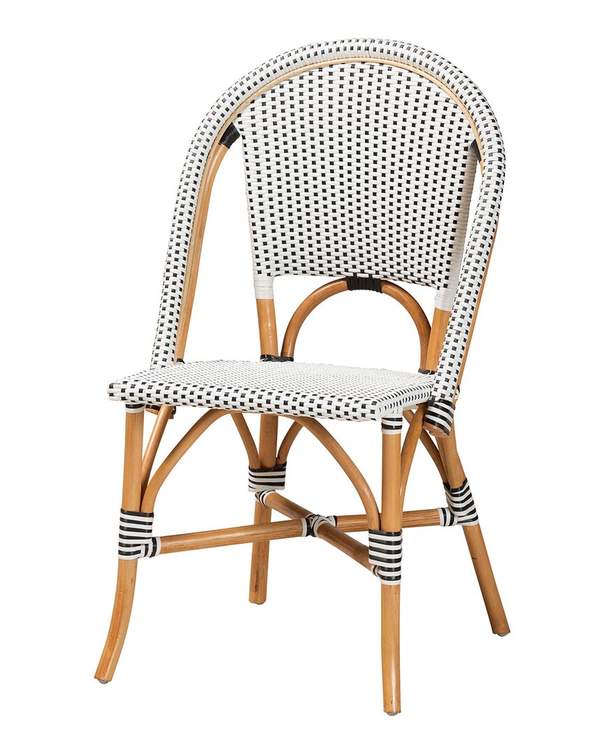 Baxton Studio Genica Classic French Weaving And Rattan 2-piece Dining Chair Set In Black