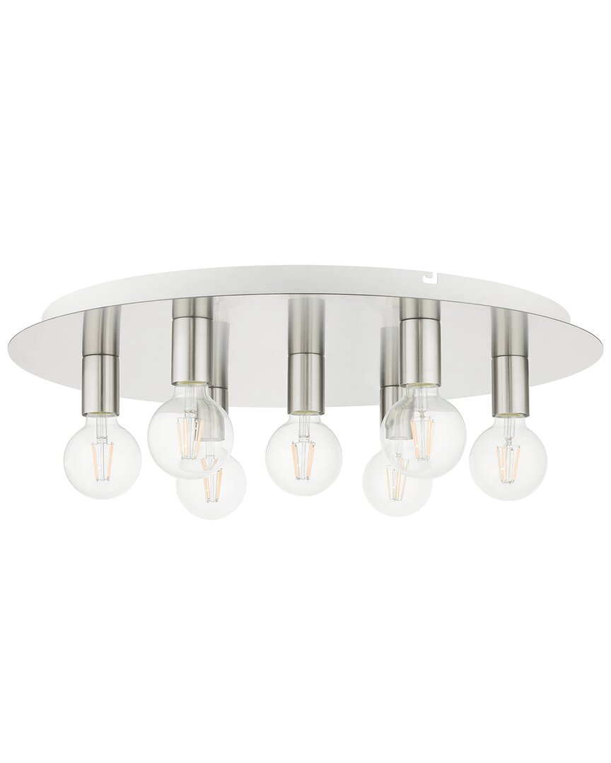 Livex Lighting Hillview Nickel 7 Light-flush Mount In Nickel
