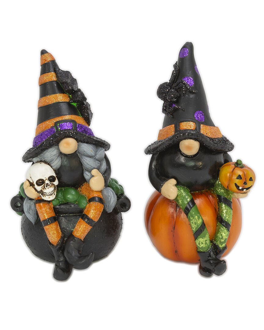 Gerson International Set Of 2 Whimsical Lighted Spooky Halloween Gnomes Decor