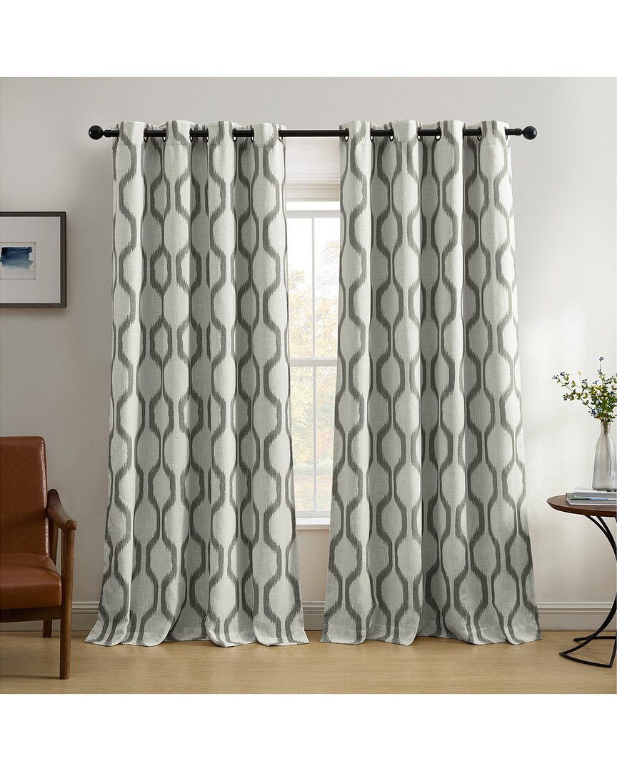 Elrene Renzo Ikat Geometric Linen Room Darkening Window Curtain